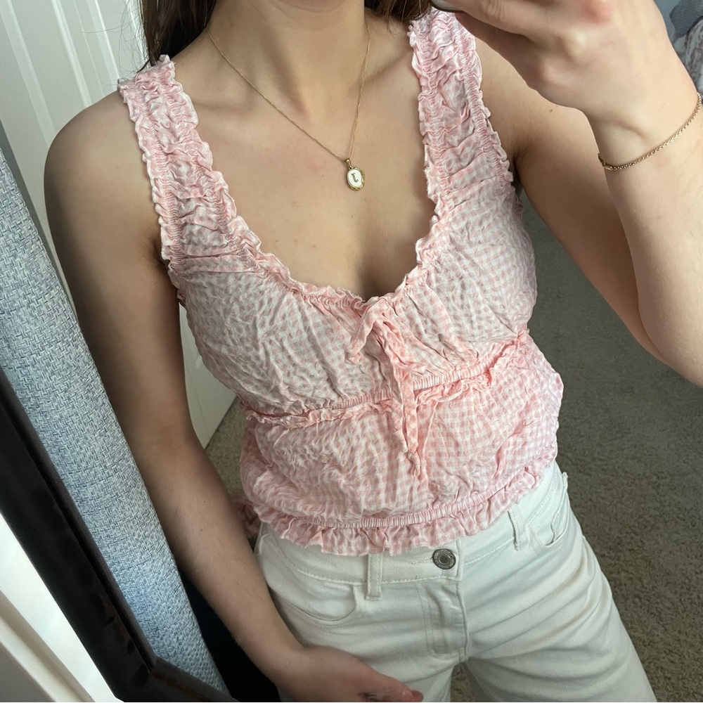 Pink Gingham Coquette Summer Top